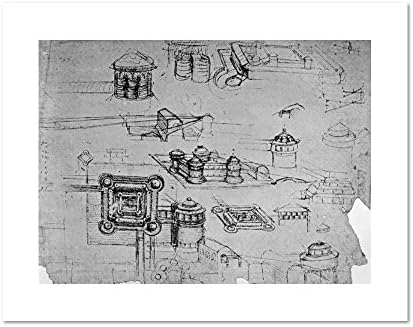 Study for a Fortress on a Square Ground Plan, FOL. 43v-a from The Codex Atlanticus by Leonardo da Vinci, 1500-1505. Art
