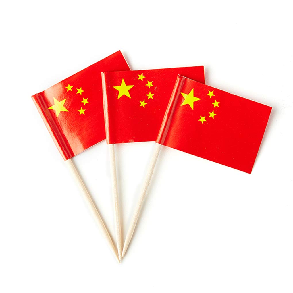 China Flag Chinese Flag, Small Mini China Toothpick Flags for Food, Cupcakes, Cocktails, Appetizers, Bar Party Decorations