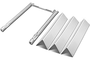 Terefour 7635 Flavorizer Bars Replacement and 69785 Grill Burner Tubes for Weber Spirit I & II 200 with Front Control, Spirit E210, E220, S210, S220 for Weber 15.3" Flavor Bars Burner Pipe