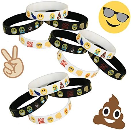 Emoji Emotion Symbols Silcone Wristband Party Favor Bracelets 10 -Pack
