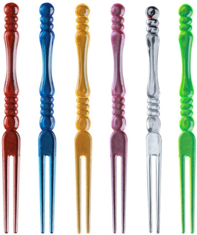 400Pcs 4 inch Disposable Colorful Plastic Cocktail Picks Fruit Forks