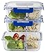 [LIFETIME LIDS] LARGE Premium 3 Sets 3 Compartment Glass Meal Prep Containers 3 Compartment with Snap Locking Lids, BPA-Free, Microwave, Oven, Freezer, Dishwasher Safe (4.5 Cup, 36 Oz, Rectangle)