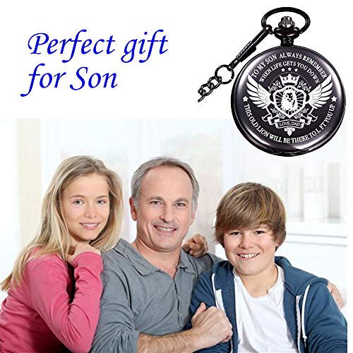 Yowming to My Son | Father and Son - Graduation Gifts for Him - Engraved “to My Son Love Dad” Quartz Pocket Watch - Perfect Gifts for Son for Christmas, Valentines Day, Birthday