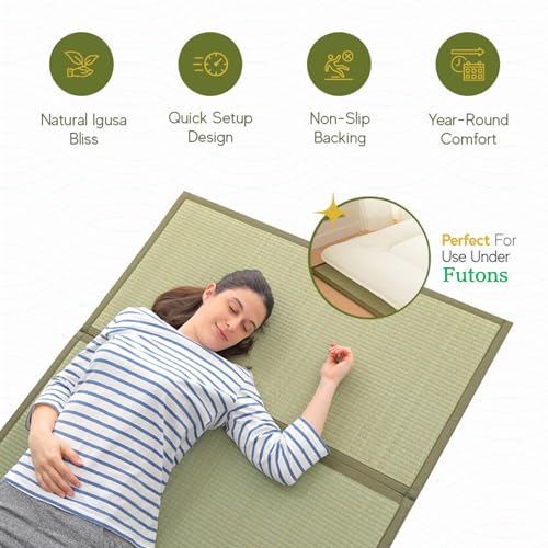 MIINA Japanese Traditional Tatami Mattress, Igusa (Rush Grass) Floor