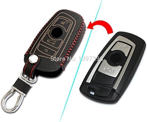 Trudged(TM) Leather wallet cover set jacket for BMW M1 M2 M3 E90 F05 F10 F20 F30 Z4 x1 x4 x6 key remote protector keyring key chain holder