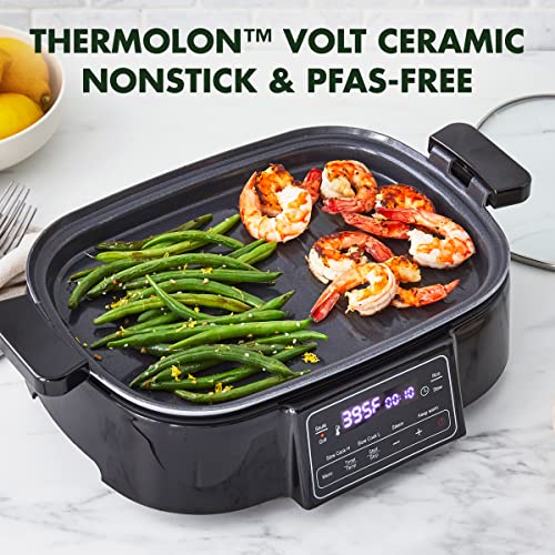 GreenPan Stainless Steel 8in1 Skillet Grill & Slow Cooker, Presets to
