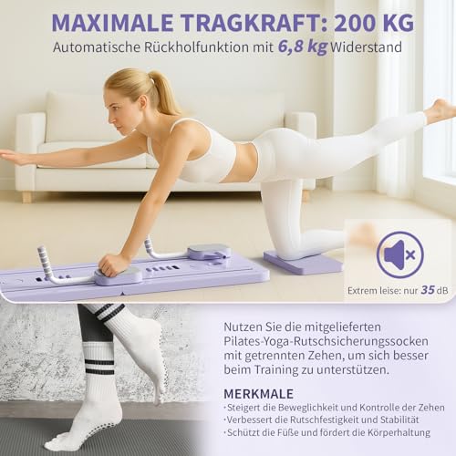 Northdeer Pilates Reformer, 2025 Upgraded Foldable Pilates Board, Multifunctional 8-in-1 Pilates Set for Home Fitness