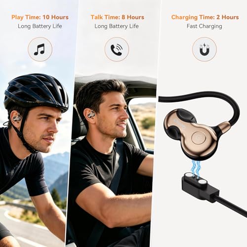 OHAYO Running Headphones Wireless, Open Ear Headphones Wireless, Bluetooth V6.0 Earphones, Noise Cancelling Mics, IPX7 Waterproof,10h Playtime for Running, 2h Magnetic Fast Charging