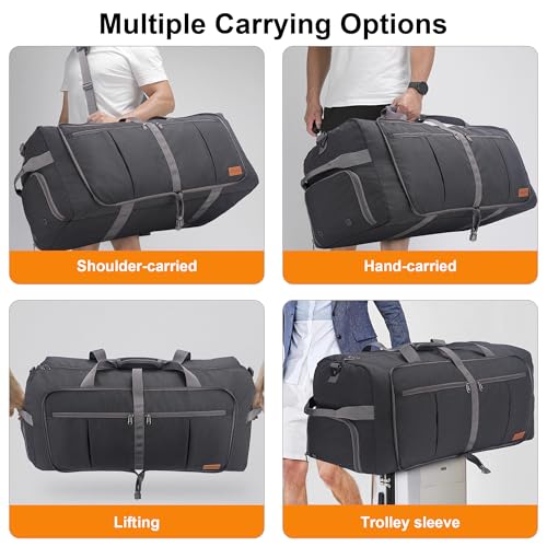 Upeelife Foldable Travel Bag, 125L, Large Travel Bag for Women, Men, Sports, Waterproof, Weekend Bag with Shoe Compartment and Wet Pocket