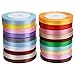 Livder 20 Colors 500 Yard Fabric Ribbon Silk Satin Roll Ribbons for Bows Crafts Gifts Wrapping Party Wedding, 2/5 Inch Width, 20 Rolls