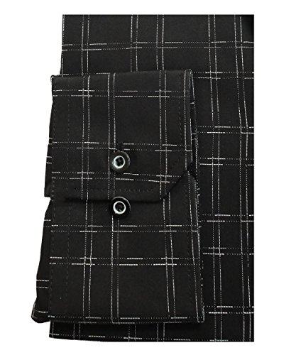 eterna Modern Fit Langarmhemd in schwarz weiss Karostruktur 8025-39-X177