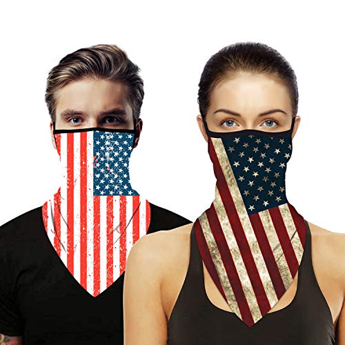 Face Mask Bandana,4 Pack Ear Loops Rave Face Balaclava Women Men Neck