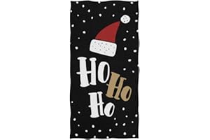 Naanle Christmas Funny Santa Claus Red Hat Hohoho Laughter Snowflake Print Soft Hand Towels for Bathroom, Hotel, Gym and Spa (16" x 30",Black)