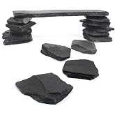 BLUE HANDCART Natural Slate Stone Rocks, Mix of Stones 2 to 3 inches and 1 piece About 8 inches - for Aquariums and Terrariums, Aquascaping (3 Pounds)
