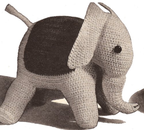 Vintage Crochet Pattern to Make - Elephant Stuffed Animal Soft Toy. NOT a Finished Item. This is a Pattern and/or Instructions to Make The Item only.
