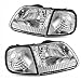 DWVO Headlight Assembly Compatible with 1997-2003 Ford F-150/1997-2002 Ford Expedition Chrome Housing Clear Reflector