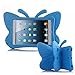 iPad mini case for kids, Feitenn Non-toxic Light weight 3D Cartoon Butterfly EVA Shockproof Drop proof Stand Case for Ipad Mini / Mini 2 / Mini 3/ Mini 4 case (Blue)