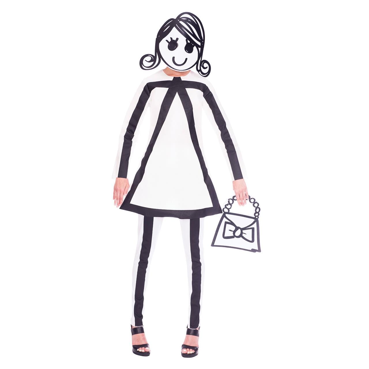 amscan 9905100 Adults Stick Woman Fancy Dress Cartoon Costume (UK Dress Size 14-16), White