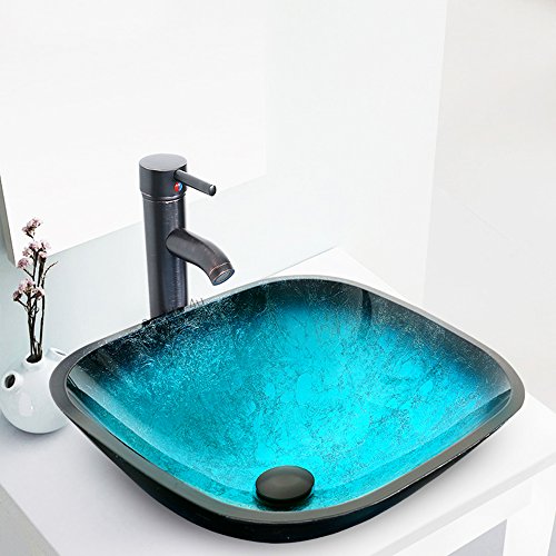 60" White Bathroom Vanity,Double Vanity,0.5" Tempered Glass Vessel Sink (Light Blue),ORB Faucet,Drain Parts,Bathroom Vanity,Glass Sink Bowl,Removable Vanity Pedestal,MDF Board,Mirror,Mounting Ring - Thumbnail 5