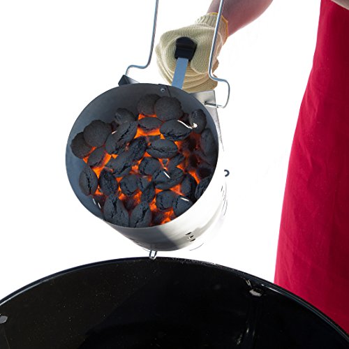 [- Bruzzzler Anzündkamin, mit Sicherheitsgriff aus Kunststoff und zweitem Klappgriff, Grillkoh