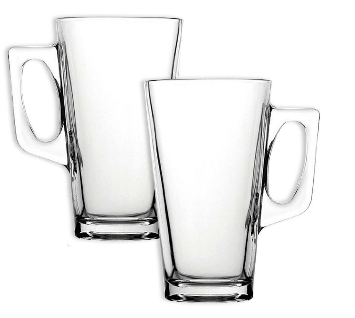 AL-FAHMI 2 x Latte Glasses 240ml Hot Tea Coffee Mugs Cups Temperature Resistant Hot Chocolate Cappuccino Hot Drinks Cups with Handle