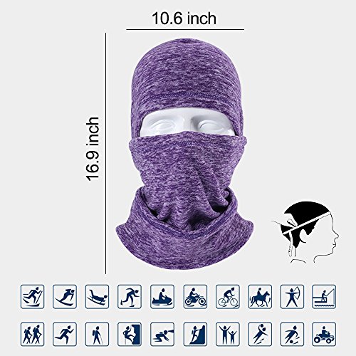 LUCKSTAR Motorcycle Mask - Ski Face Mask Motorcycle Cycling Bike Bandana Hiking Skateboard Balaclava Face Mask Motorcycle Bicycle Bike Full Face Mask Hood Hat Helmet Liner for Riding Skiing (Purple) - Thumbnail 4