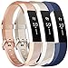 Vancle Bands Replacement for Alta HR and Alta (3 Pack), Newest Sport Replacement Wristbands with Secure Metal Buckle for Fitbit Alta HR/Fitbit Alta (Blue Gold Rose-Gold, Small)