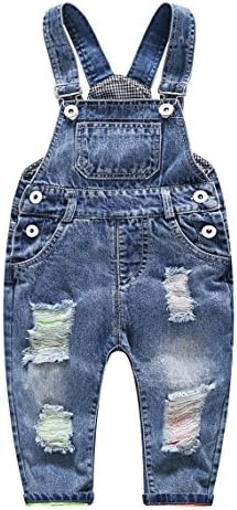 OAYAO Baby &amp; Little Boys/Girls Ripped Jeans Overalls (Label 80CM(6-12Months))