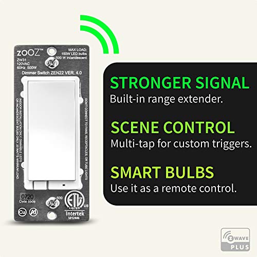 Zooz Z-Wave Plus Wall Dimmer Switch ZEN22 (White) VER. 3.0, Works with