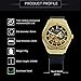 Caluxe Men's Automatic Mechanical Skeleton Self-Winding Wrist Watch with Silicone Black Strap