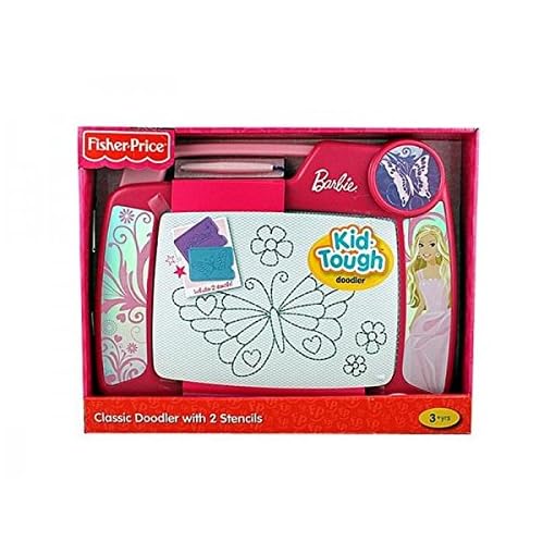 Kid Tough Doodler - Barbie Kid Tough Doodler with 2 Stencils - Limited Edition By Fisher Price