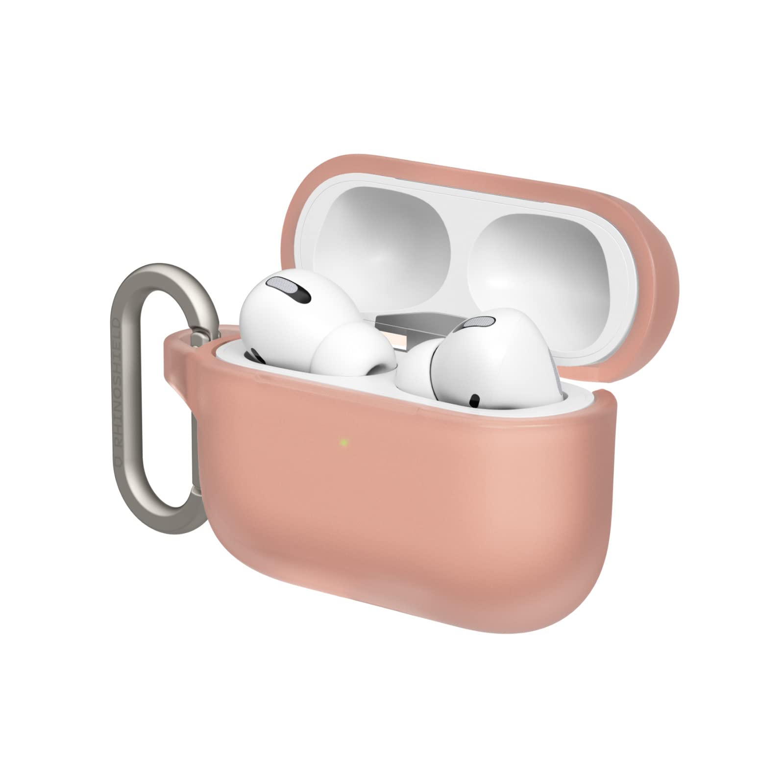 RHINOSHIELD AirPods Case with Carabiner Compatible with Apple [AirPods Pro] | Military Grade Drop Protection, Scratch Resistant, Wireless Charging - [Blush Pink, Standard Set]