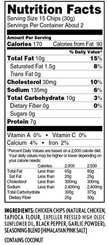 Himalayan Pink Salt Chicken Chips By Wilde Brands, Protein Snack, Made With Real Chicken, Keto Friendly, Paleo Certified, Antibiotic and Gluten Free, 2.25oz Bag (4 Count) - Thumbnail 2