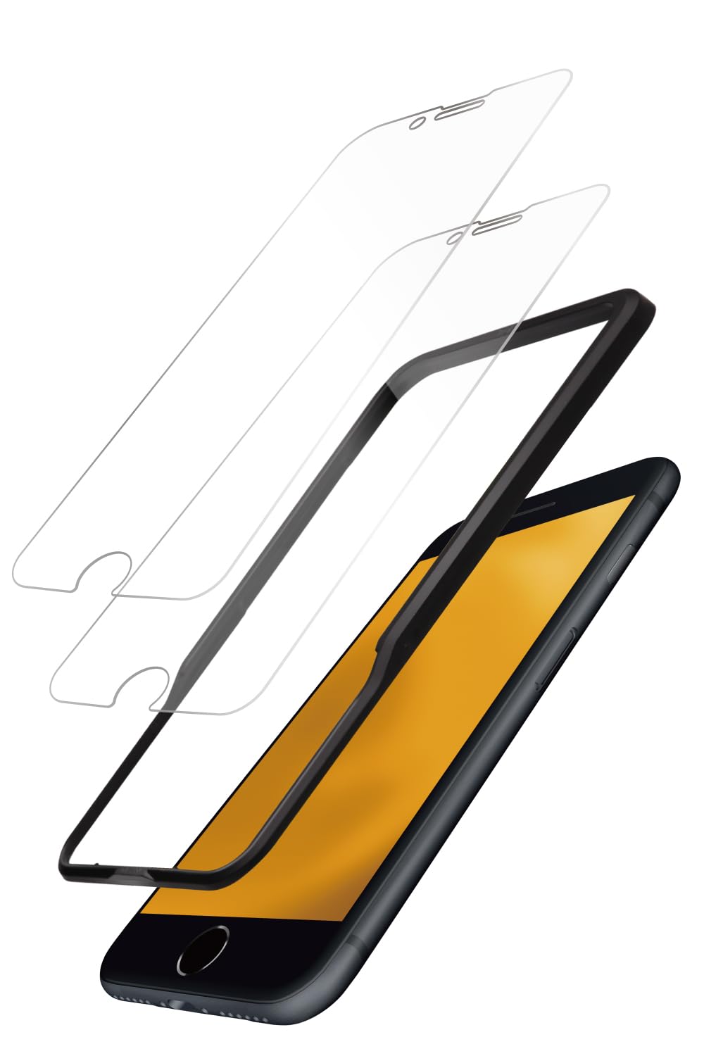 エレコム iPhone SE 第3世代 ガラスフィルム 2枚 / ガイド枠付きの商品画像