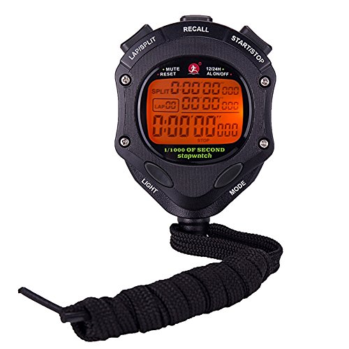Backlight 1/1000 Seconds Accuracy Procoach Sports Stopwatch Alarm Clock with Double Separate Memory Timer