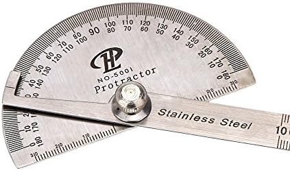 chen499401077 Stainless Steel Protractor Round Head Rotary Goniometer Angle Ruler Professional Measuring Tool