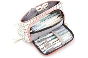 Kaxich Large Capacity Pencil Case Canvas Pencil Pouch with Handle Pen Holder Stationery Box for Boys and Girls Makeup Cosmeti