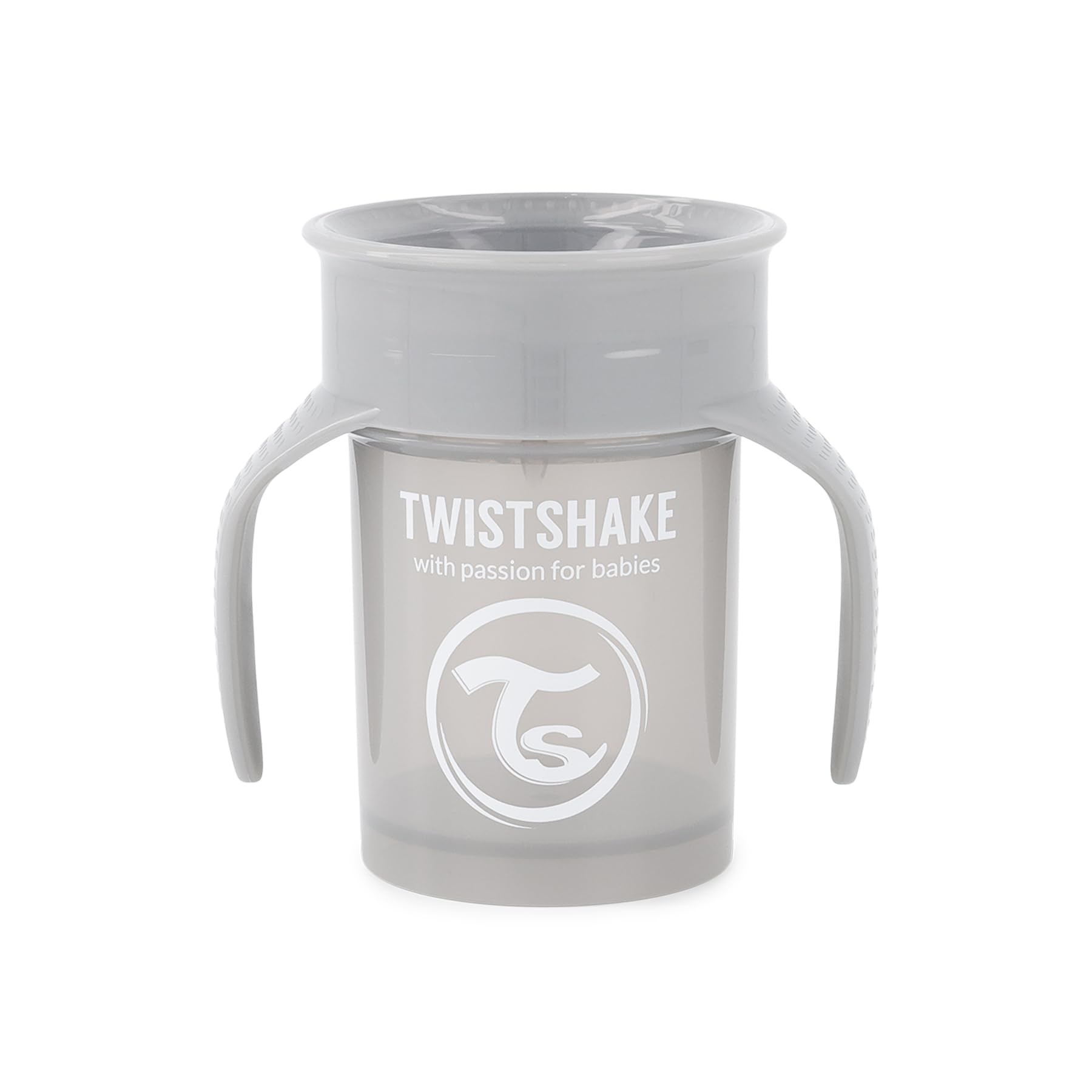 Twistshake 360 Cup | Baby Sippy Cup with 360° Drinking Rim - 230ml | Children's Learning Cup with Handles | Non-Spill | BPA-Free | Training Cups for Kids | 6+ Months | Grey
