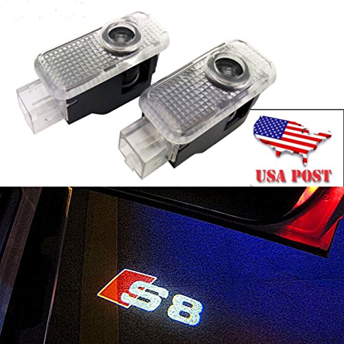 CNAutoLicht 2X Cree LED S8 Logo Door Step Courtesy Light Welcome Light Laser Shadow Logo Projector Lamp For Audi A1 A2 A3 A4 A5 A6 A7 A8 Q2 Q3 Q6 Q5 Q7 R8 TT RS4 RS5 RS6 RS7 S3 S4 S5 S6 S7 S8