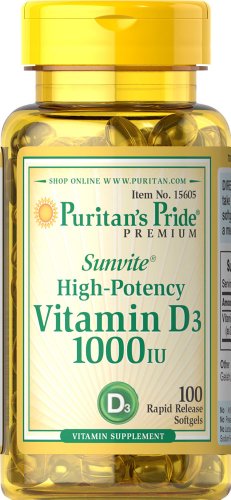 UPC 025077156054, Puritan&#39;s Pride Vitamin D3 1000 IU-100 Softgels