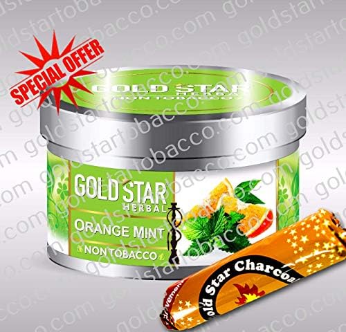 Non Tobacco Smoke Orange Mint Flavor Premium Hookah Shisha Nargila 200 gm + 1 Roll Goldstar Charcoal for Free