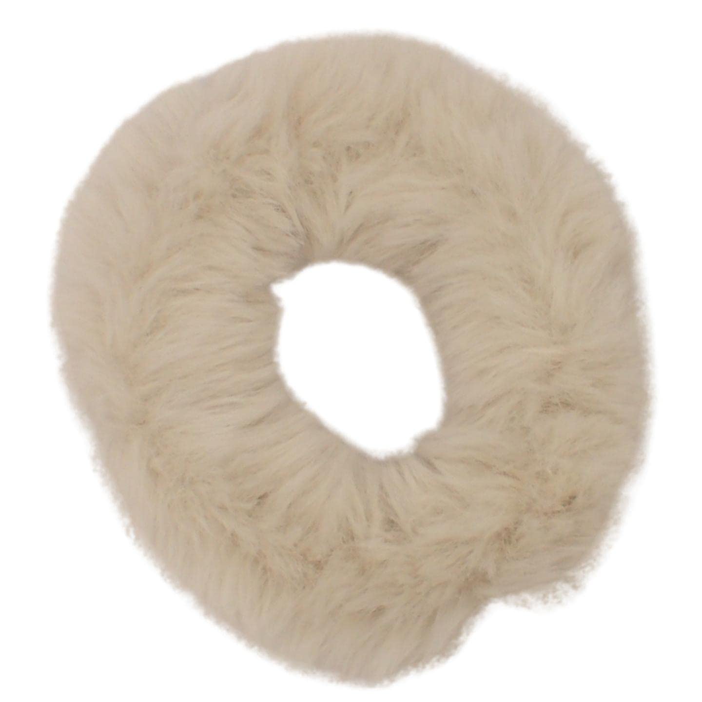Topkids Accessories Super Fluffy Faux Fur Scrunchie, Medium Size Scrunchie for Thick & Thin Hair for Women & Girls, Pretty Hair, Hair Tie, Hair Bobbles, Fluffy Scrunchies, Soft Ponytail Holder (Cream)