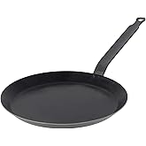 de Buyer Blue Carbon Steel Crepe & Tortilla Pan - 8” Diameter, 6.25" Cooking Surface - Ideal for Making & Reheating Crepes, Tortillas & Pancakes - Naturally Non-Stick Finish - Made in France