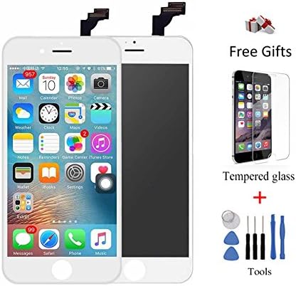 QIANZEY666 for iPhone 6 Screen Replacement (White), LCD Touch Screen Digitizer Display Frame Assembly Kit with Repair Tools + Glass Screen Protector, iPhone 6 4.7 Inch Only