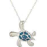 kelistom Sea Turtle Pendant Necklace for Women Men Silver Plated Link Chain Animal Jewlery
