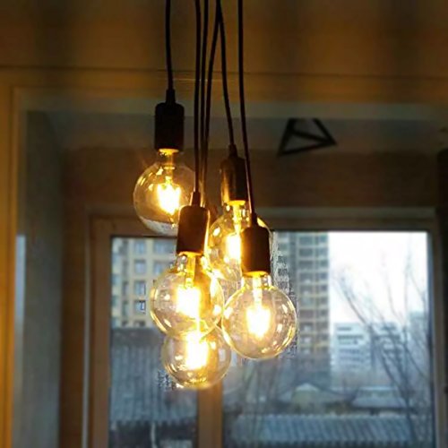 ZHMA Antique Classic Pandent Lights, Ajustable DIY Ceiling Spider Light E27, Rustic Chandelier, Industrial Hanging Light Dining Hall Bedroom Hotel Decoration, 6 Arms(Each with 1.7m Wire)