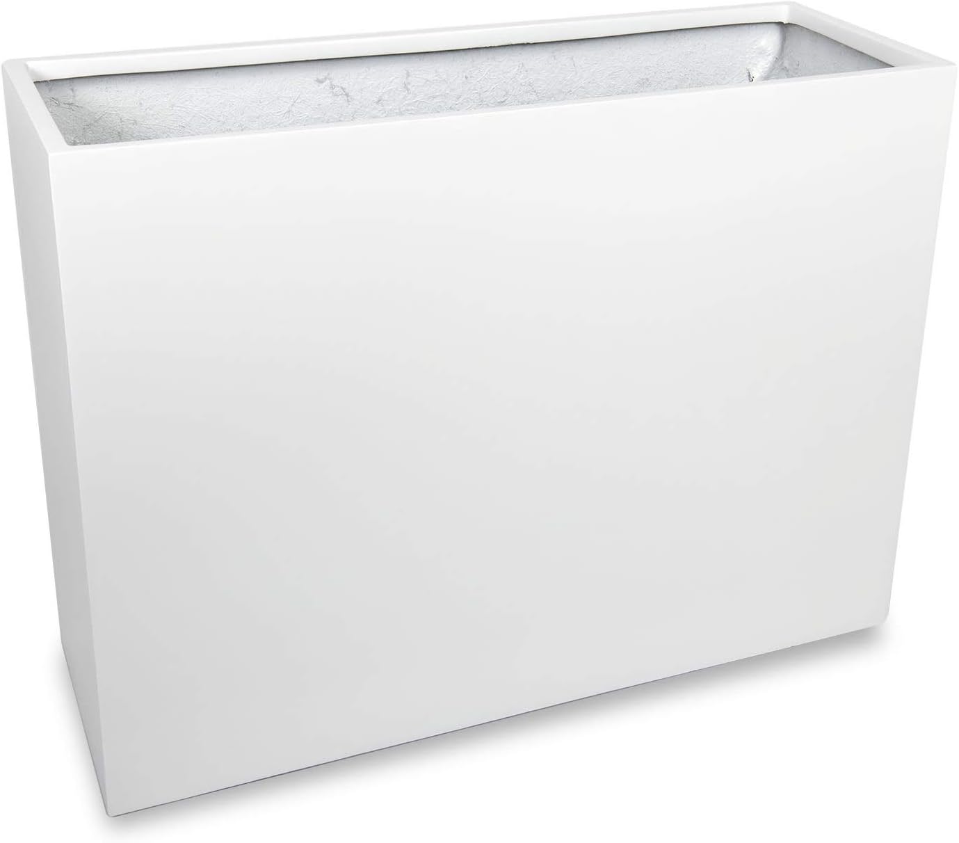 Elegant Modern Large White Fiberglass Rectangle Flower Planter 24"H x 10"W x 32"L - Carlo Flower Pot