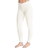 Cuddl Duds Softwear with Stretch Leggings for Women - Soft Lightweight Base Layer Tights - Mid Rise Crossover Waistband, Ivory, Medium
