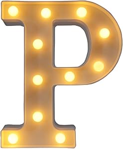 CJWPOWER Room Decor, LED Letter Signs, Cute Home Decor, Light Up Letter Signs for Wall, Bedroom, Party Decorations, Wedding, Birthday. Night Light and More (P)