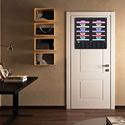 Aoolife Hanging Wall File Organizer,Folder Pocket Chart/Cascading Wall Organizer with 10 Pocket+6 Small Pocket for School Pocket Chart,Home Organization,Office Bill Filing,28X28 inch (10+6 Pocket)